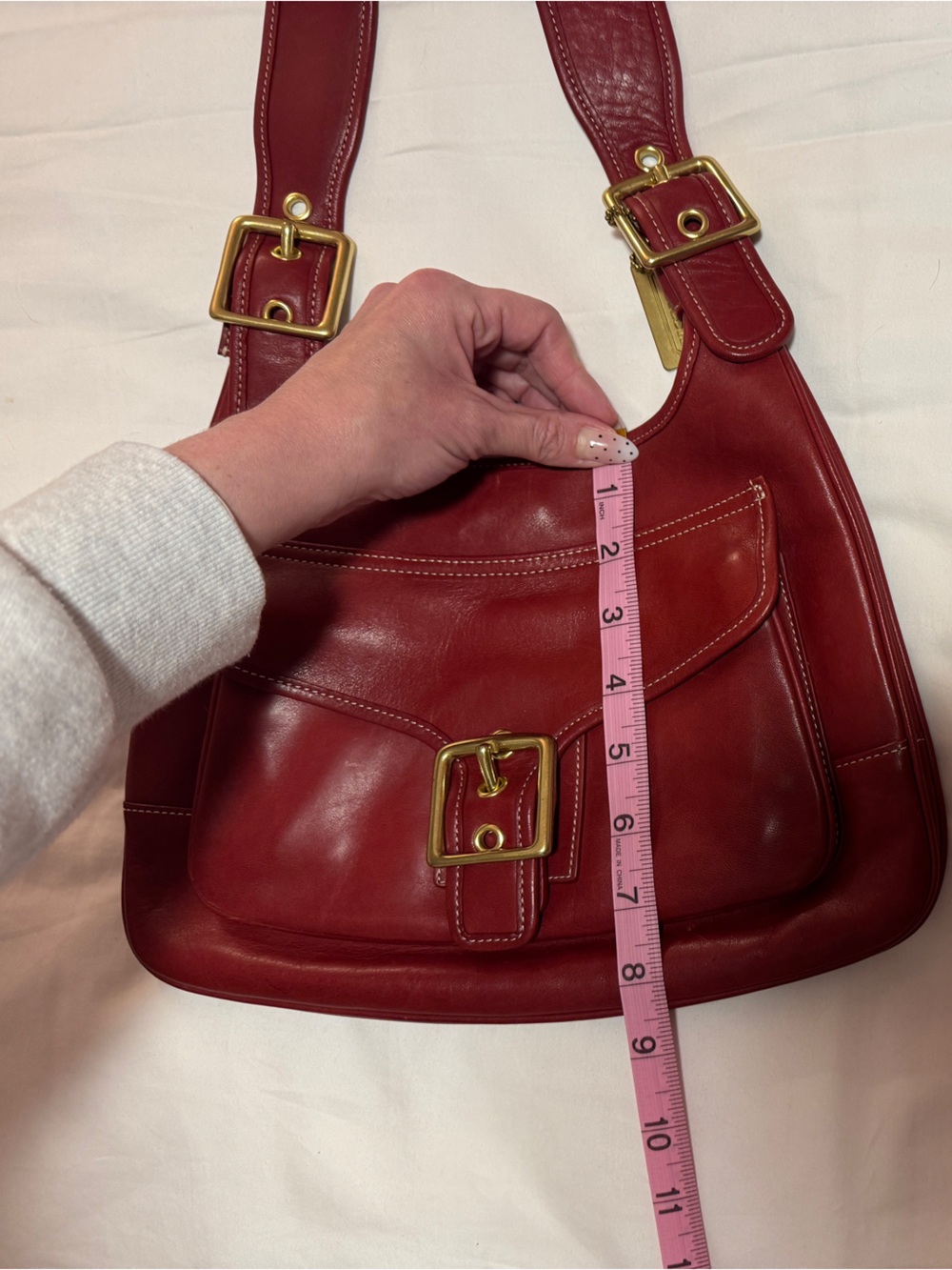Rare Vintage Y2K Coach Legacy Saddle Bag 9340 Cherry Red - Picture 11 of 12